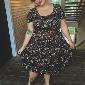 Forever 21+ Floral Skater Dress - Size 3x